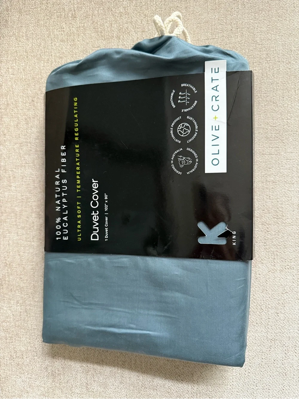 NWT Olive + Crate Tencel King Duvet Cover Hypoallergenic Cooling Eucalyptus